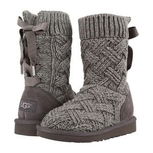 UGG Kids Gray Lottie Knit Boot Size 5